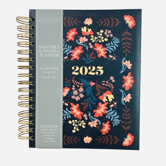 Office Molly Rex 225 Planner Monthly Weekly Blue Floral Sticker